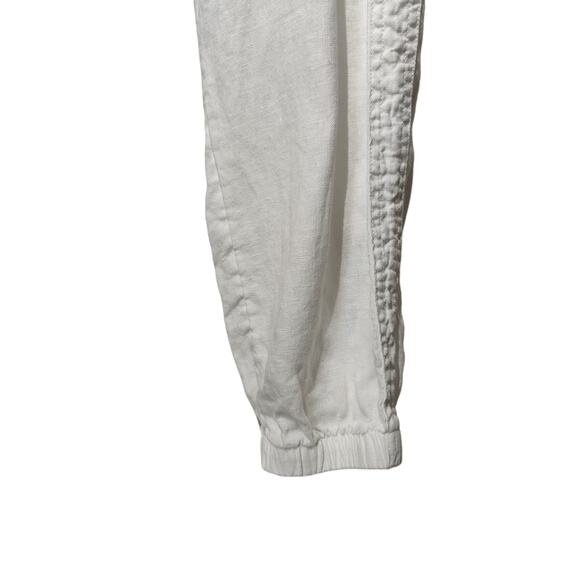 Athleta Women's Sz 14 Tall White Linen Jogger Pants Pull on Elastic Waist - Picture 3 of 7